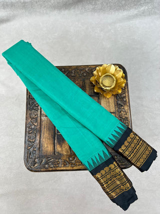 GADWAL PURE COTTON TEMPLE BORDER HANDLOOM SAREE