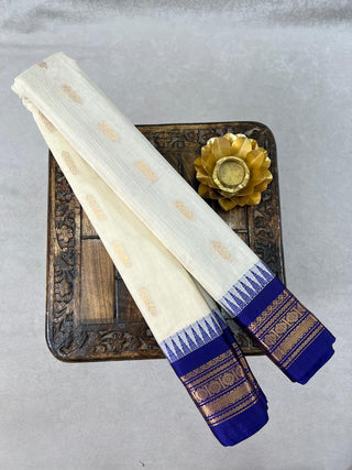GADWAL PURE COTTON BUTTA TEMPLE BORDER HANDLOOM SAREE