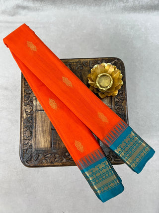 GADWAL PURE COTTON BUTTA TEMPLE BORDER HANDLOOM SAREE