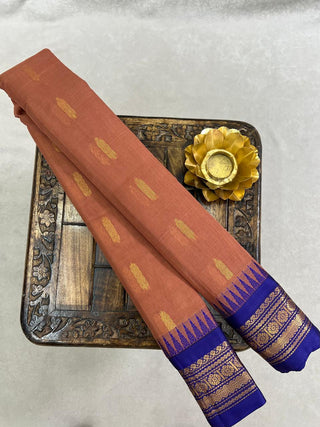 GADWAL PURE COTTON BUTTA TEMPLE BORDER HANDLOOM SAREE