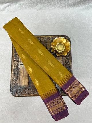 GADWAL PURE COTTON BUTTA TEMPLE BORDER HANDLOOM SAREE