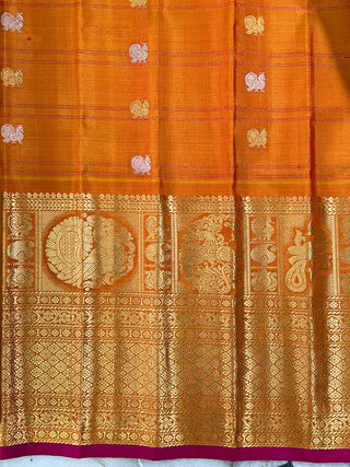 GADWAL PURE SILK HANDLOOM CHECKS BUTTA SAREE