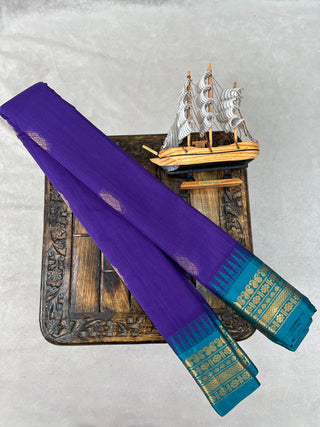 GADWAL PURE COTTON BUTTA TEMPLE BORDER HANDLOOM SAREE