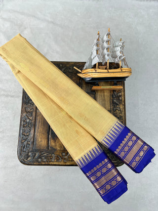 GADWAL PURE COTTON BUTTA TEMPLE BORDER HANDLOOM SAREE