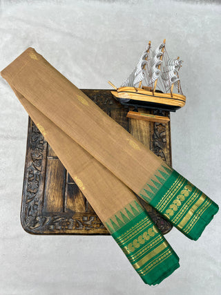 GADWAL PURE COTTON BUTTA TEMPLE BORDER HANDLOOM SAREE