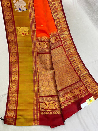 GADWAL PURE SILK GAP BORDER MEENA BUTTA HANDLOOM SAREE