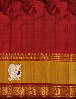 GADWAL PURE SILK GAP BORDER MEENA BUTTA HANDLOOM SAREE