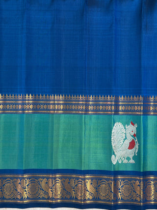GADWAL PURE SILK GAP BORDER MEENA BUTTA HANDLOOM SAREE