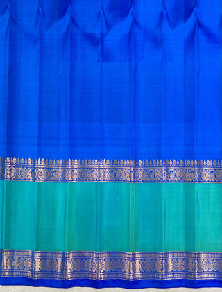 GADWAL PURE SILK GAP BORDER MEENA BUTTA HANDLOOM SAREE