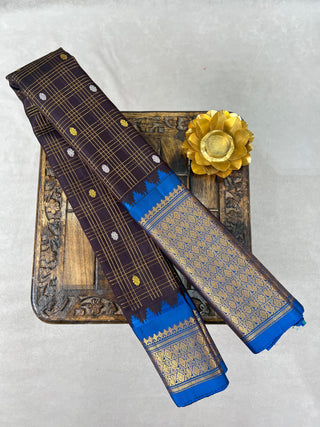 GADWAL PURE SILK HANDLOOM CHECKS BUTTA SAREE