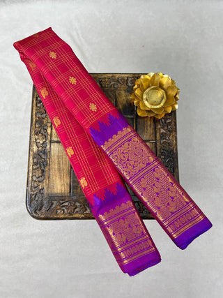 GADWAL PURE SILK HANDLOOM CHECKS BUTTA SAREE