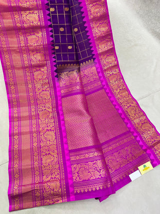 GADWAL PURE SILK HANDLOOM CHECKS BUTTA SAREE