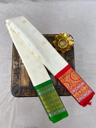 GADWAL PURE SILK GANGA JAMUNA HANDLOOM SAREE WITH MEENA PALLU