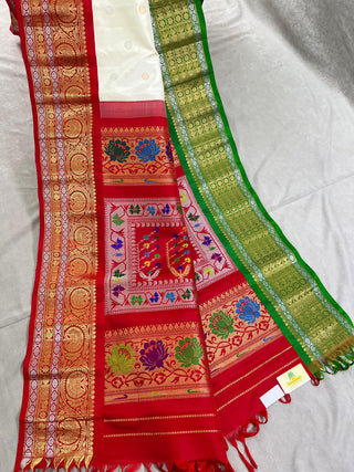 GADWAL PURE SILK GANGA JAMUNA HANDLOOM SAREE WITH MEENA PALLU