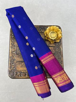 GADWAL GAP BORDER MEENA BUTTA COTTON SILK SAREE