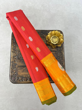 GADWAL GAP BORDER MEENA BUTTA COTTON SILK SAREE