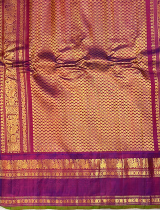 GADWAL GAP BORDER MEENA BUTTA COTTON SILK SAREE