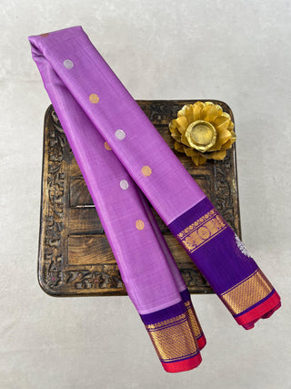 GADWAL GAP BORDER MEENA BUTTA COTTON SILK SAREE