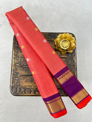 GADWAL GAP BORDER MEENA BUTTA COTTON SILK SAREE