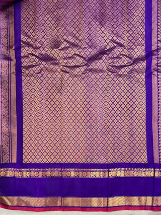 GADWAL GAP BORDER MEENA BUTTA COTTON SILK SAREE