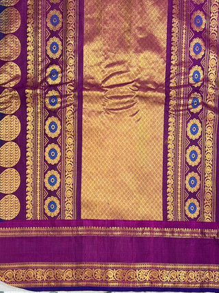 GADWAL GAP BORDER MEENA BUTTA COTTON SILK SAREE