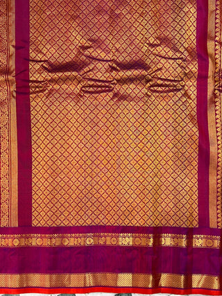 GADWAL GAP BORDER MEENA BUTTA COTTON SILK SAREE