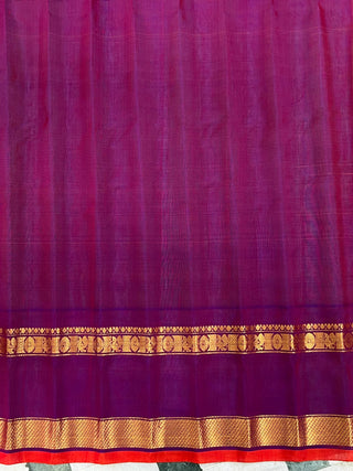 GADWAL GAP BORDER MEENA BUTTA COTTON SILK SAREE