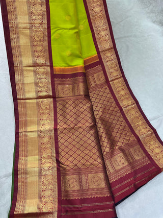 KANCHIPURAM PURE SILK KUTTU BORDER SAREE