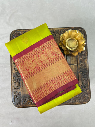 KANCHIPURAM PURE SILK KUTTU BORDER SAREE