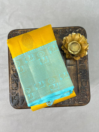 KANCHIPURAM PURE SILK KUTTU BORDER SAREE