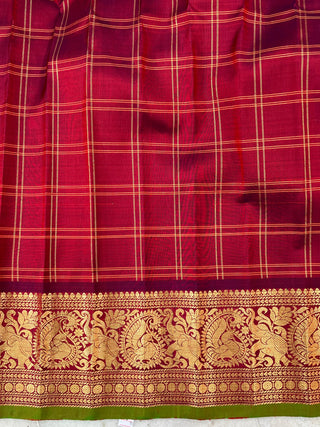 GADWAL PURE SILK HANDLOOM CHECKS BUTTA SAREE