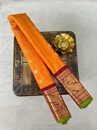 GADWAL PURE SILK HANDLOOM CHECKS BUTTA SAREE