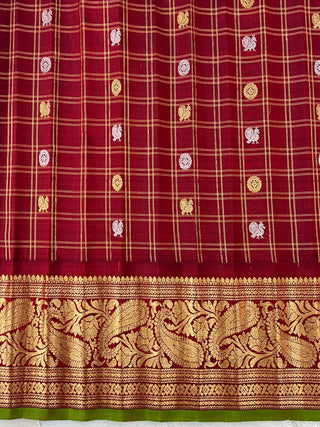 GADWAL PURE SILK HANDLOOM CHECKS BUTTA SAREE
