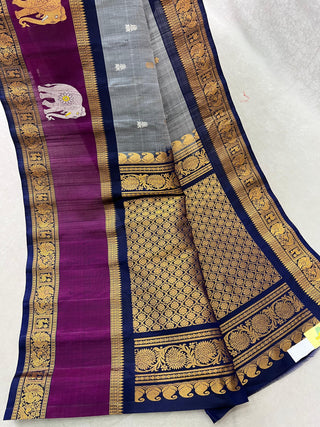 GADWAL PURE SILK GAP BORDER BUTTA HANDLOOM SAREE