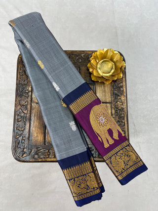 GADWAL PURE SILK GAP BORDER BUTTA HANDLOOM SAREE
