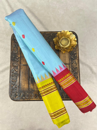GADWAL PURE SILK GANGA JAMUNA GAP BORDER SAREE
