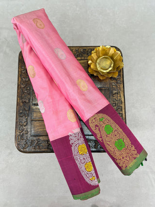 GADWAL PURE SILK MEENA BUTTA BORDER HANDLOOM SAREE