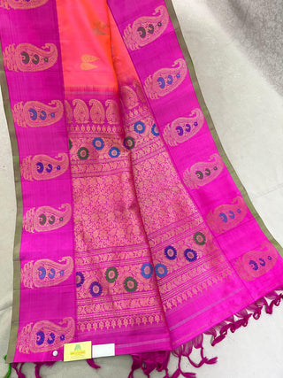 GADWAL PURE SILK MEENA BUTTA BORDER HANDLOOM SAREE