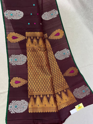 GADWAL PURE SILK MEENA BUTTA BORDER HANDLOOM SAREE