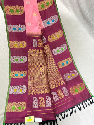 GADWAL PURE SILK MEENA BUTTA BORDER HANDLOOM SAREE
