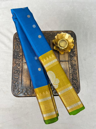 GADWAL PURE SILK GAP BORDER MEENA BUTTA HANDLOOM SAREE