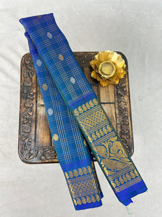 GADWAL PURE SILK HANDLOOM CHECKS BUTTA SAREE