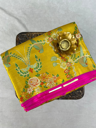 KANCHIPURAM PURE SILK TISSUE BORDERLESS SAREE