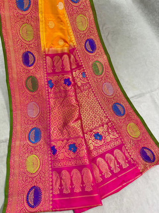 GADWAL PURE SILK MEENAKARI TURNING BORDER SAREE