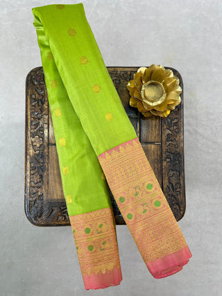 GADWAL PURE SILK MEENAKARI TURNING BORDER SAREE