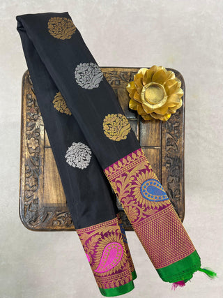 GADWAL PURE SILK MEENAKARI TURNING BORDER SAREE