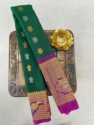 GADWAL PURE SILK MEENAKARI TURNING BORDER SAREE