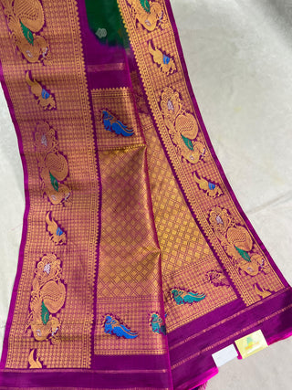 GADWAL PURE SILK MEENAKARI TURNING BORDER SAREE