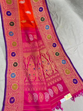 GADWAL PURE SILK MEENAKARI TURNING BORDER SAREE