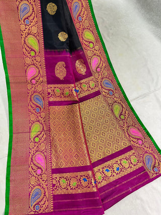GADWAL PURE SILK MEENAKARI TURNING BORDER SAREE